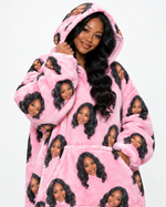 Facejamas Cloud Hoodie baby pink personalized face print close-up