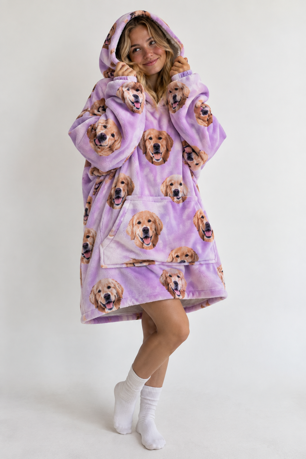Facejamas Cloud Hoodie lilac personalized golden retriever print snug hero