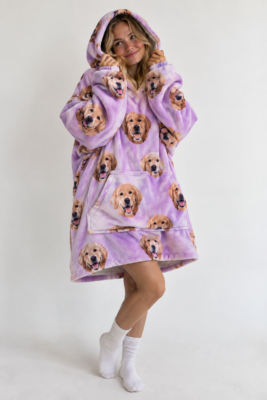 Facejamas Cloud Hoodie lilac personalized golden retriever print snug hero