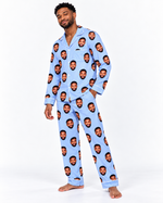 Facejamas Originals baby blue custom face pajamas three-quarter view