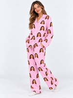 Facejamas Originals baby pink custom face pajamas three-quarter view