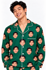 Facejamas Originals emerald green custom face pajamas detail view